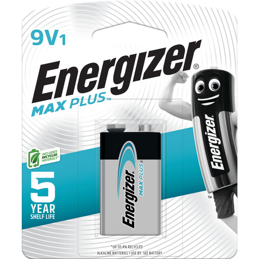 Energizer MAX PLUS 9V Battery - 1 Pack - Ideal for Garage Door Openers / Smoke Detectors / Alarms