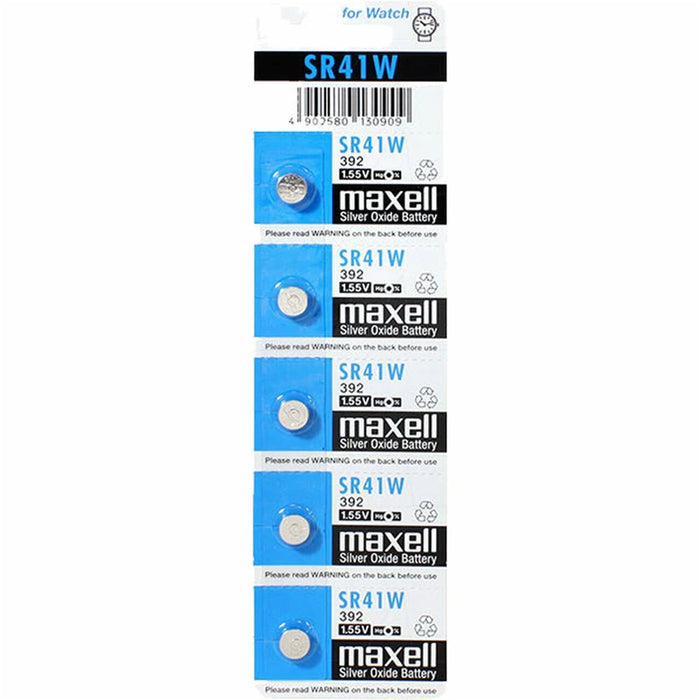 Maxell M.SR41W.1BX5 SILVER OXIDE SR41W (392) BATTERY BUTTON CELL 5 PACK