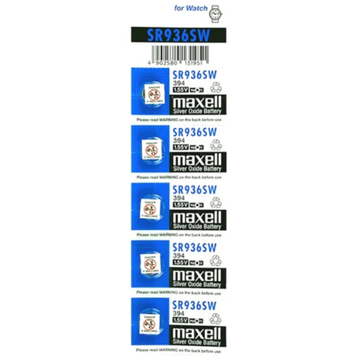 Maxell MX394 SILVER OXIDE SR936SW WATCH BATTERY BUTTON CELL 5 PACK