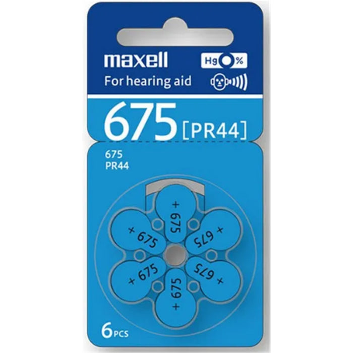 Maxell MXZA675 HEARING AID BATTERY ZA675 6 PACK PR44