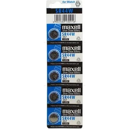 Maxell MXSR44W  SILVER OXIDE BATTERY SR44W 5 PACK 1.5V RETAIL PACKAGING