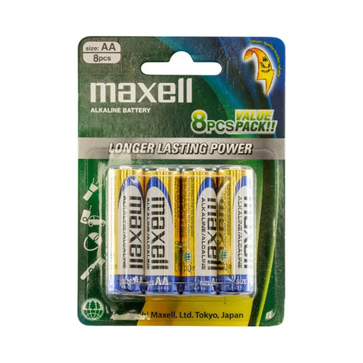 Maxell LR6GD-8B ALKALINE BATTERY AA 8 PACK BLISTER 8 x AA Cell Batteries 1.5V