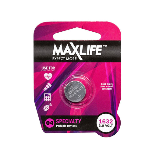 Maxlife BAT1632 CR1632 Lithium Button Cell  Battery. 1Pk