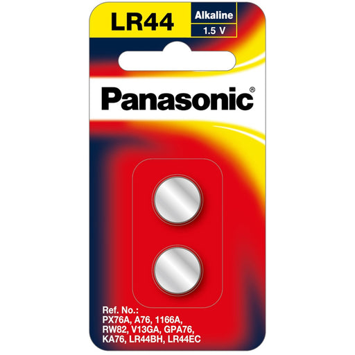 Panasonic LR-44PT/2B genuineLR44/A26 2pk 1.5V Micro Alkaline Coin Button Cell  Calculator Battery Also Known as AG13 L1154 G13 PX76A A76 1166A RW82 V13GA GPA76 KA76 LR44BH LR44EC