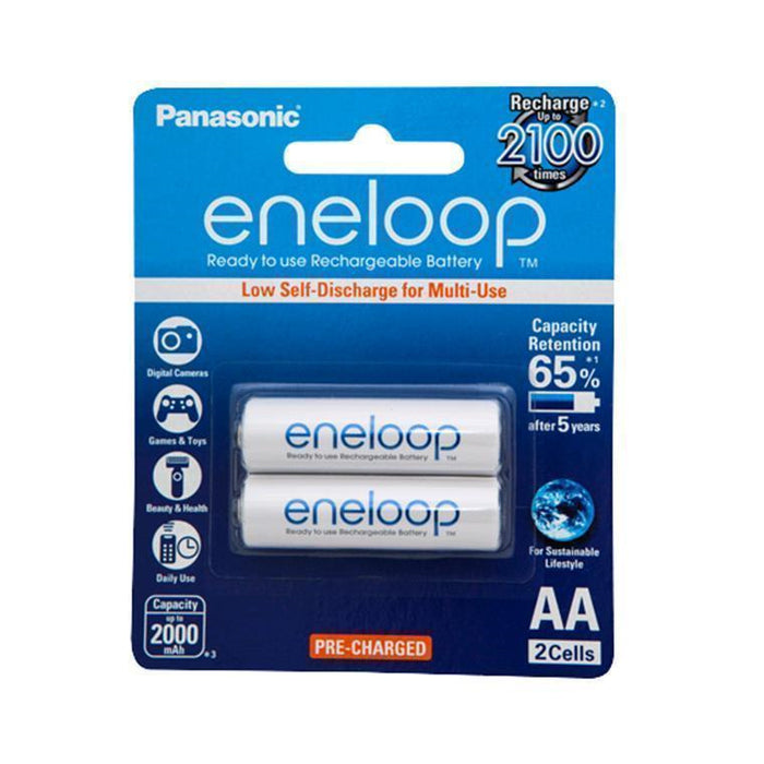 Panasonic BK-3MCCE/2BA Eneloop Rechargeable AA 2pk retail pack