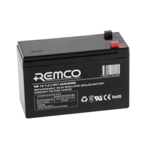 REMCO RM12-7.2 12 Volt battery Standby Stationary    7.5Ahr with T2 terminal type connector LxWxH150x65x95 cm