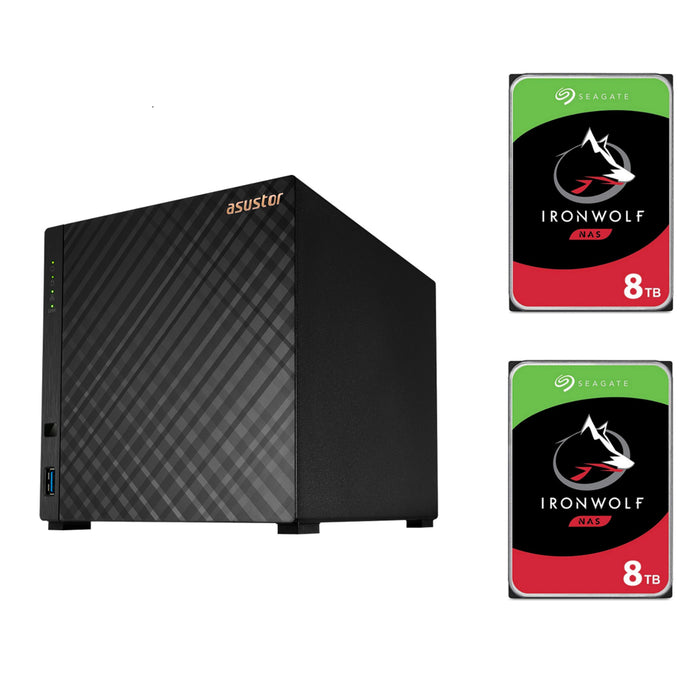 Asustor AS1104T 4- Bay NAS With 2x 8 TB NAS HDD Bundle