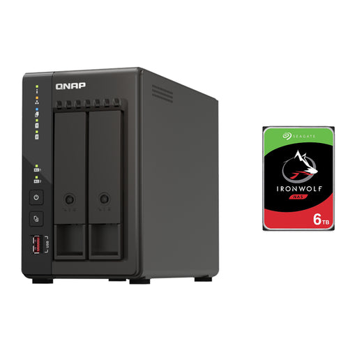 QNAP 253E 2-Bay 8GB NAS With 1X 6TB NAS HDD Bundle