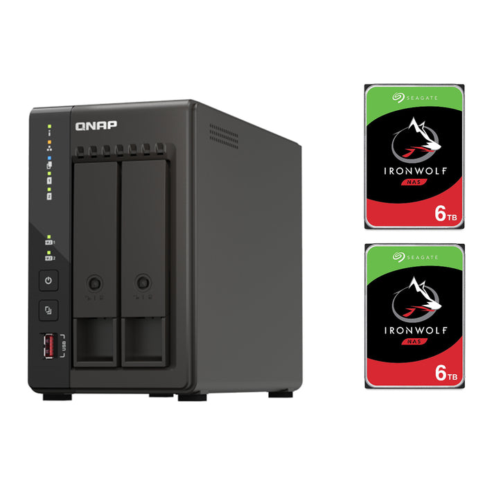 QNAP 253E 2-Bay 8GB NAS With 2X 6TB NAS HDD Bundle