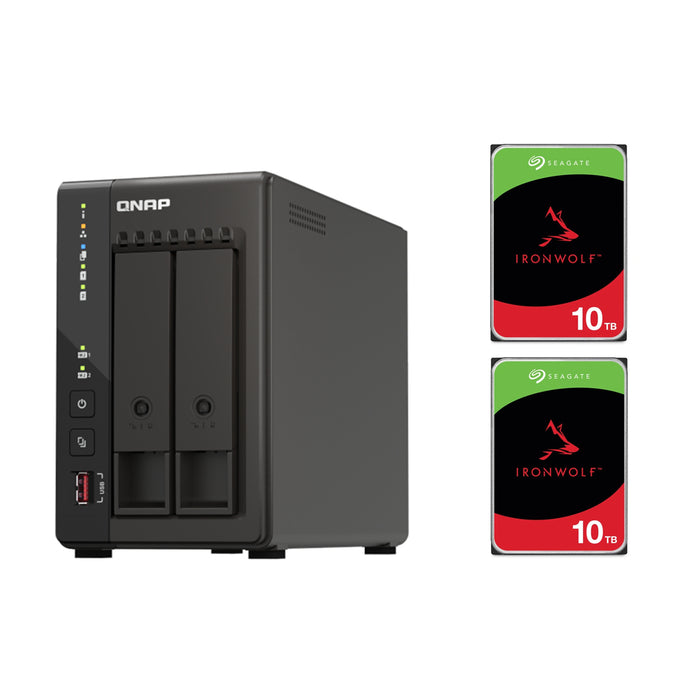 QNAP 253E 2-Bay 8GB NAS With 2X 10TB NAS HDD Bundle