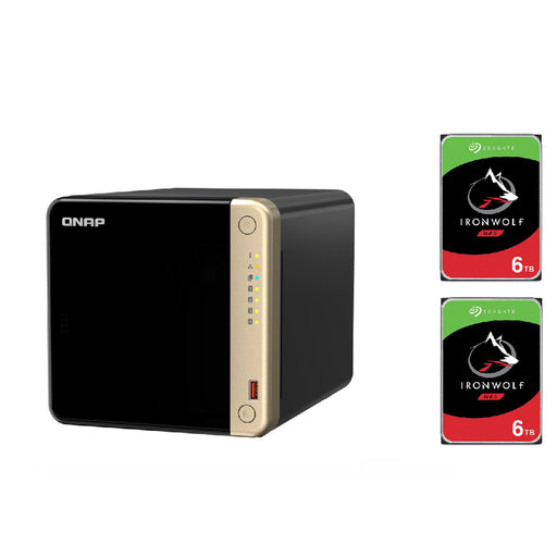 QNAP TS-464 4-Bay 8GB NAS With 2x 6TB NAS HDD Bundle