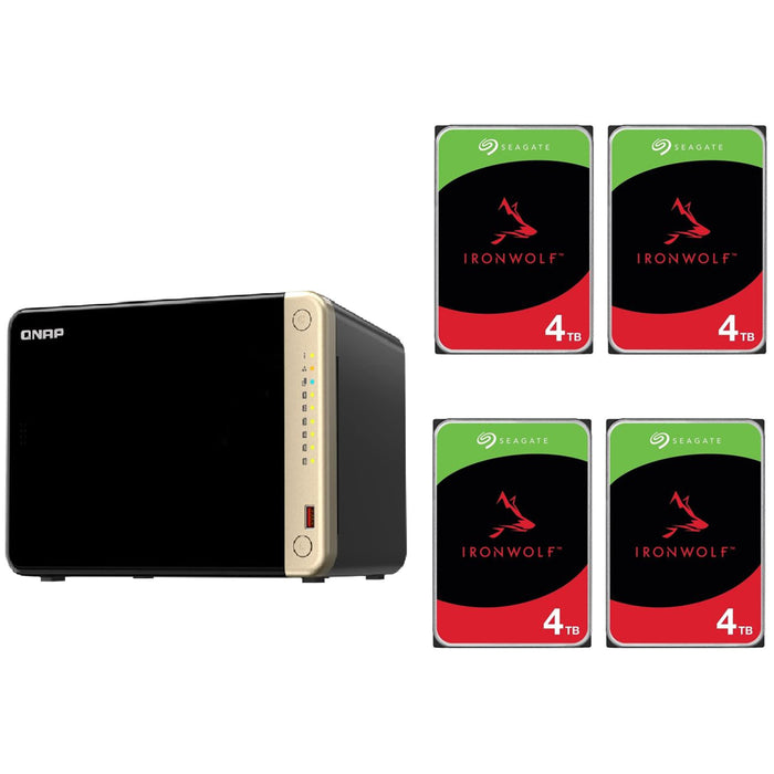 QNAP TS-664 6 Bay 8GB Desktop NAS With 4x 4TB NAS HDD Bundle