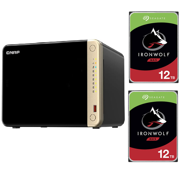 QNAP TS-664 6 Bay 8GB Desktop NAS With 2x 12TB NAS HDD Bundle