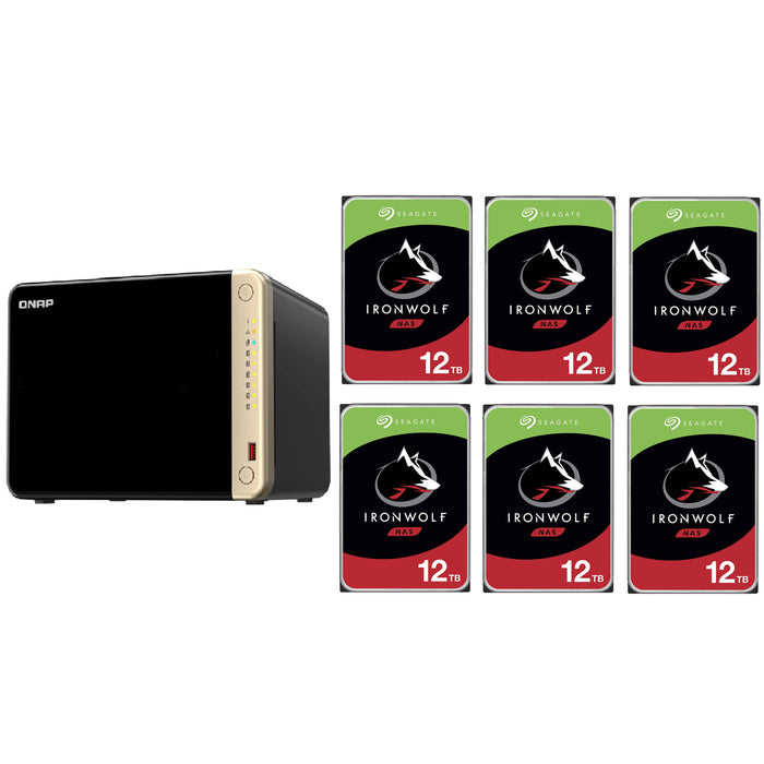 QNAP TS-664 6 Bay 8GB Desktop NAS With 6x 12TB NAS HDD Bundle