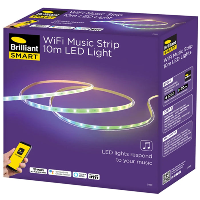 Brilliant Smart Smart WiFi Music LED Strip (10m) RGB+White LED strip responds to your music/sound