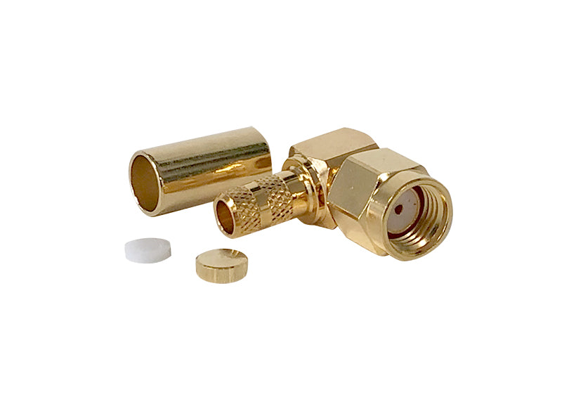 RP-SMA Male Right Angle Crimp Connector for LMR195/RG58