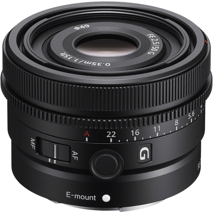 Sony FE 50mm f/2.5 G Lens E-Mount Lens / Full-Frame Format - Aperture Range: f/2.5 to f/22 - Dual Linear AF Motors Internal Focus