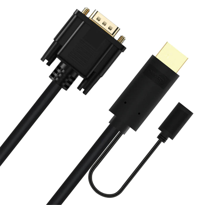 Cruxtec 2m HDMI Male to VGA Male Cable with Micro USB Female  1920X1080