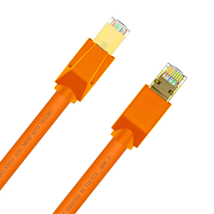 Cruxtec 20m Cat8 Ethernet Cable -  Orange Color 40Gb/ SFTP Triple Shielding