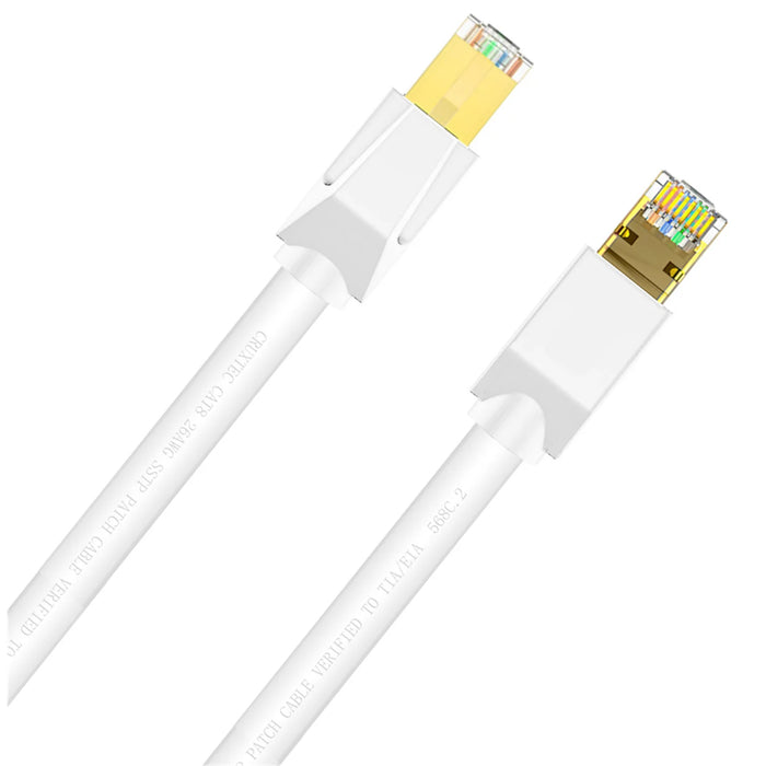 Cruxtec 1m Cat8 Ethernet Cable - 40Gb . SFTP Triple Shielding   White Color