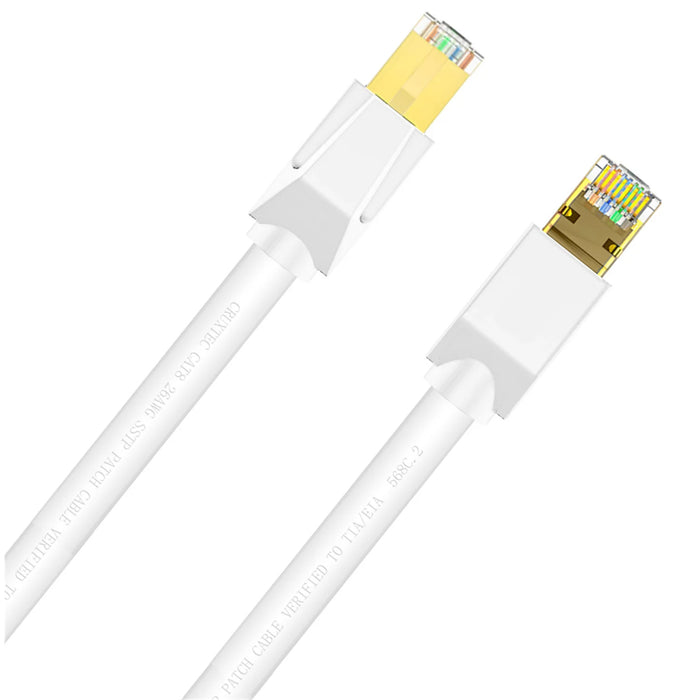 Cruxtec 3m Cat8 Ethernet Cable - 40Gb . SFTP Triple Shielding   White Color