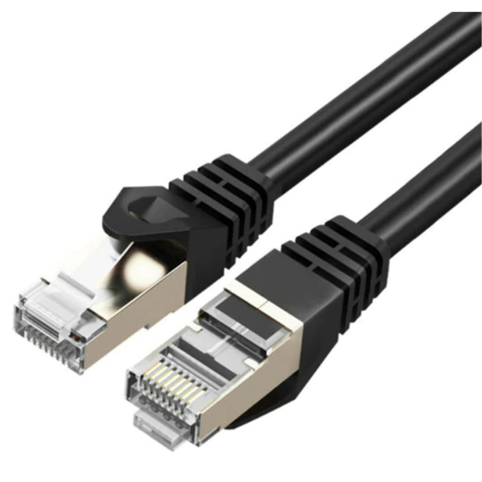 Cruxtec 0.5m Cat7 Ethernet Cable -  Black Color --  10Gb / SFTP Triple Shielding / Oxygen Free Copper Conductor / Gold-plated RJ45 Connectors with Nickel-plated Copper Shell /  Fluke Test Passed