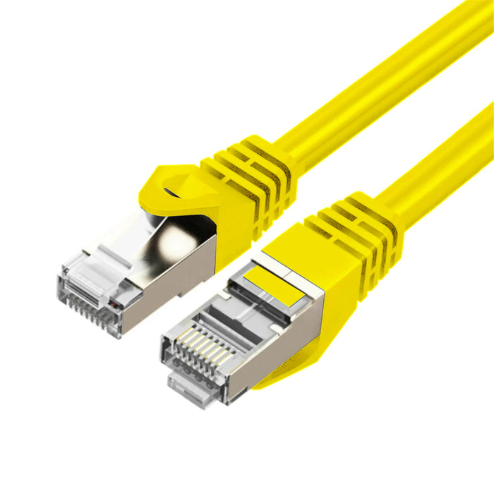 Cruxtec 0.3m Cat7 Ethernet Cable -  Yellow Color --  10Gb / SFTP Triple Shielding / Oxygen Free Copper Conductor / Gold-plated RJ45 Connectors with Nickel-plated Copper Shell /  Fluke Test Passed
