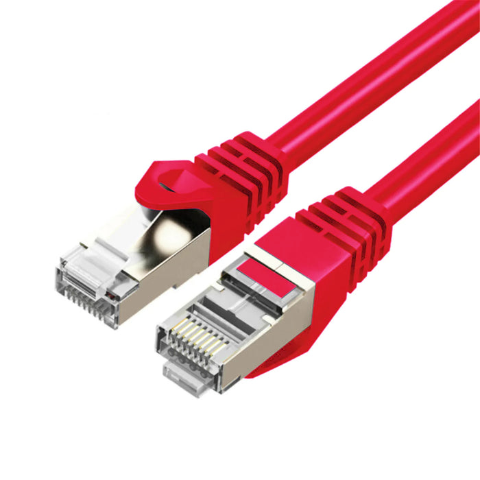 Cruxtec 0.5m Cat7 Ethernet Cable -  Red Color --  10Gb / SFTP Triple Shielding / Oxygen Free Copper Conductor / Gold-plated RJ45 Connectors with Nickel-plated Copper Shell /  Fluke Test Passed