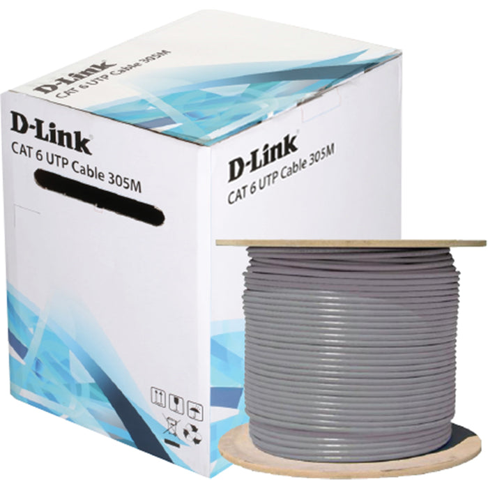 D-Link 305m Cat6 UTP Solid Networking cable -- Full Copper  250MHz 23AWGx4P --  Grey color