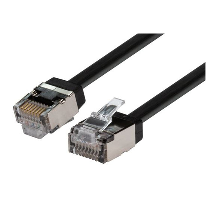 Dynamix PLSSK-C6A-3 3m Cat6A S/FTP Black Ultra-Slim Shielded 10G Patch Lead (34AWG) with RJ45 Gold Plated Connectors. Supports PoE IEEE 802.3af (15.4W).