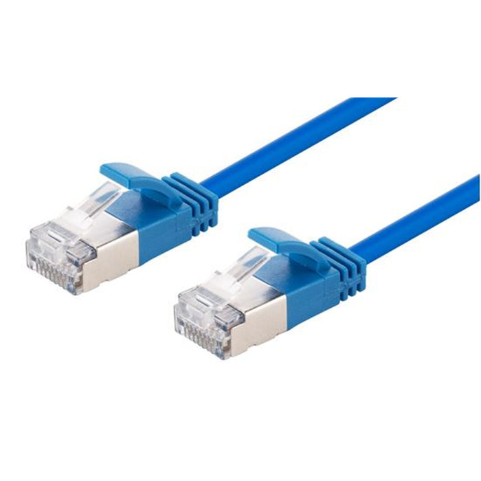 Dynamix PLSSE-C6A-3 3m Cat6A S/FTP Blue Ultra-Slim Shielded 10G Patch Lead (34AWG) with RJ45 GoldPlated Connectors. Supports PoE IEEE 802.3af (15.4W).