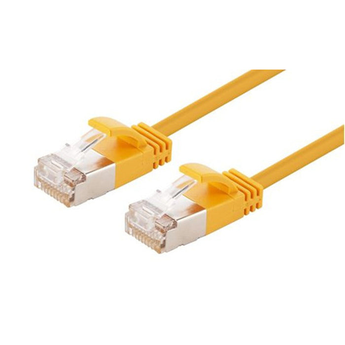 Dynamix PLSSY-C6A-2 2m Cat6A S/FTP Yellow Ultra-Slim Shielded 10G Patch Lead (34AWG) with RJ45 Gold Plated Connectors. Supports PoE IEEE 802.3af (15.4W) & at (30W)