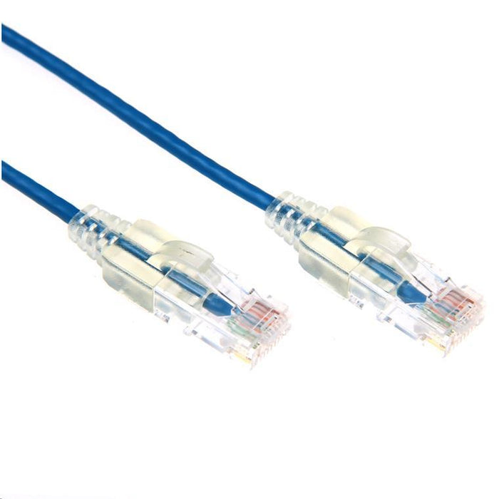 Dynamix PLSE-C6-1 Cat6A 10G Blue Ultra-Slim Component Level UTP Patch Lead (30AWG) with RJ45 Unshielded 50 Gold Plated Connectors. Supports PoE IEEE 802.3af (15.4W) at (30W) bt (60W)