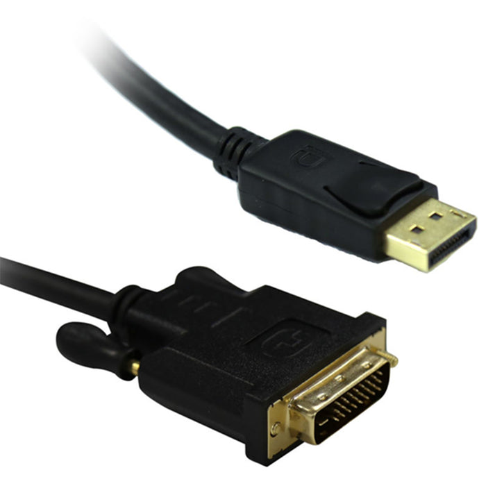 Dynamix C-DP-DVIDM-1H 1.5m DisplayPort Source to DVI-D Monitor Male Cable Max Resolution 1080p 60Hz.