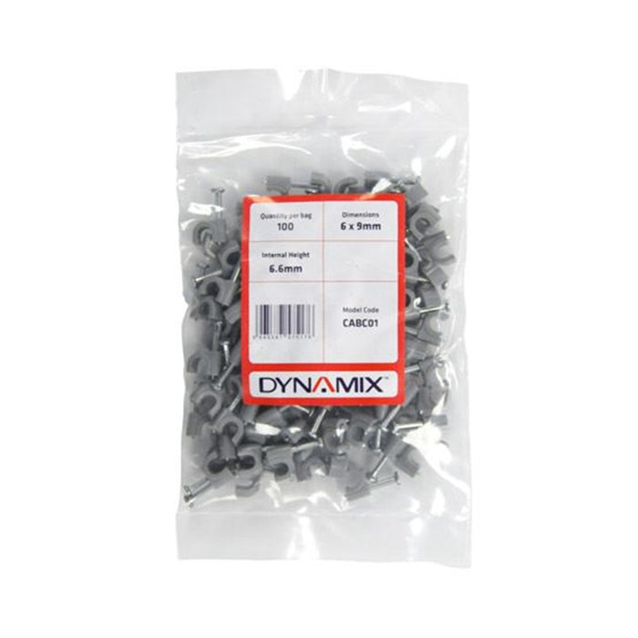 Dynamix CABC01 Cable Clip (Bags of 100 pcs). Width: 6mm Height: 9mm Internal Height: 6.6mm