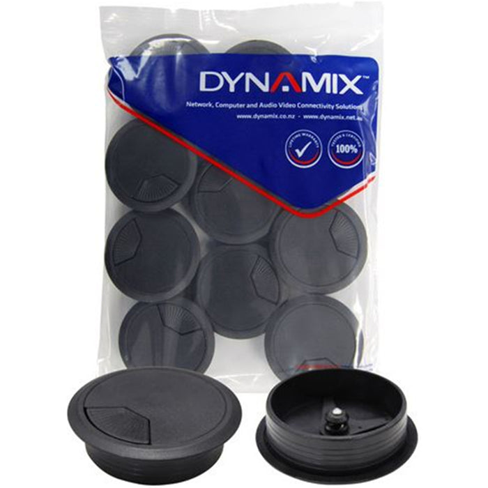 Dynamix CG60BK-10 10 pack 60mm Round Desk Grommet - Easily & Neatly Store your Power Communication Audio Video Computer & Data Cables - Perfect for Installation in Desks Workstations etc. Black Colour