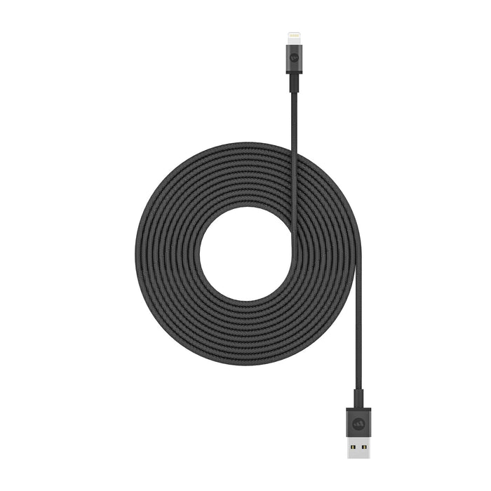 Mophie 3M Premium USB-A to Lightning Charging Cable - Black Durable braided nylon Heavy-Duty Construction Apple MFi Certified Anodized matte aluminium connectorsUniversal Compatibility