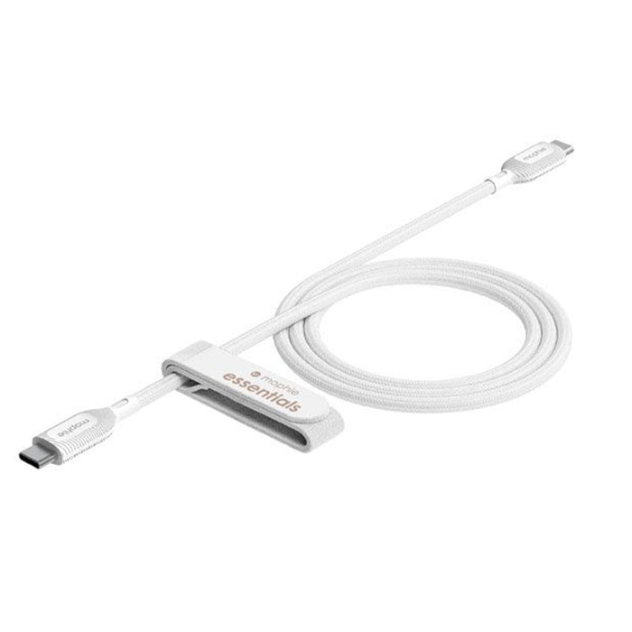 Mophie 1M Premium USB-C to USB-C PD Fast Charging Cable - White Support Up to 60W PD Fast Charging Durable braided nylon Heavy-Duty Construction Anodized matte aluminium connectors Universal Compatibility