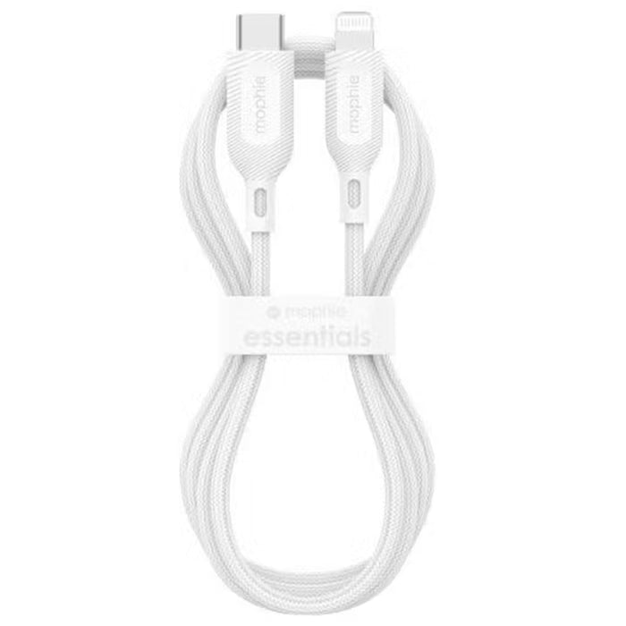 Mophie Essential USB-C to Lightning 60W Fast Charging Cable - Fast Charge for iPhone 2M White - Apple MFi Certified Soft Braided nylon Heavy-Duty Construction