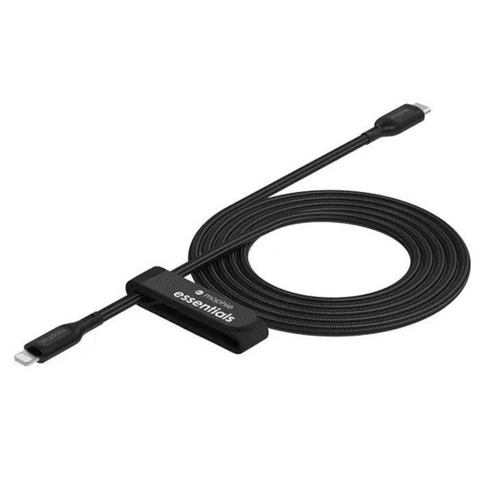 Mophie Essential USB-C to Lightning Fast Charging Cable - Black 1M Fast Charge for iPhones Apple MFi Certified Durable braided nylon Heavy-Duty ConstructionAnodized matte aluminium connectors Universal Compatibility