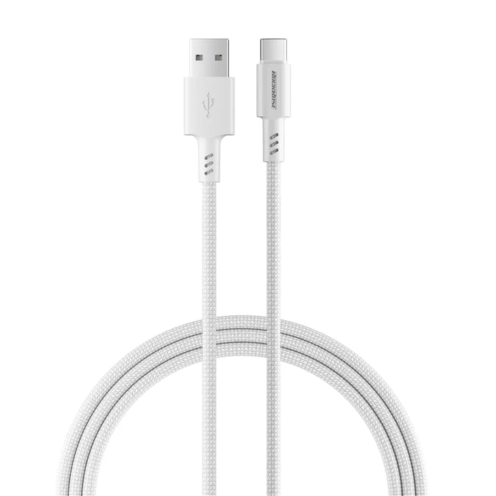 RockRose Asics AC 1m USB to USB-C Cable - TPE Connector with Braided Cord  -  Light Grey