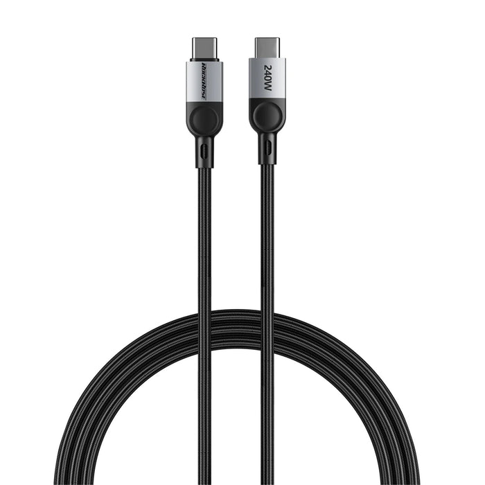 RockRose Sliverline CC Pro Max 1m USB-C to USB-C Cable - 240W - Nylon Braided with Alluminum Casing