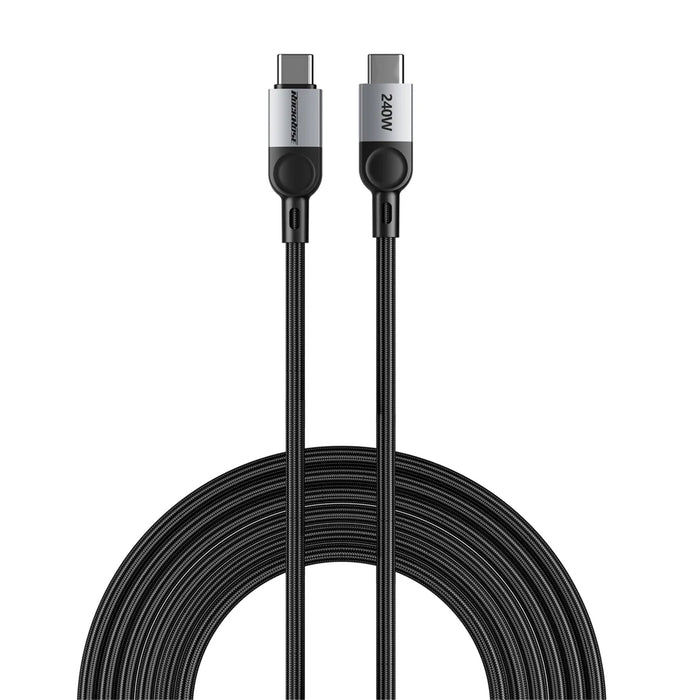 RockRose Sliverline CC Pro Max 2m USB-C to USB-C Cable - 240W - Nylon Braided with Alluminum Casing