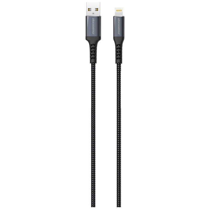 RockRose Powerline 1m USB  to Lightning Cable with Kevlar Fiber Braided Cord - 70KG Tension Resitance   10000+ Plug & Pull Metal Casing   5000 Bending test