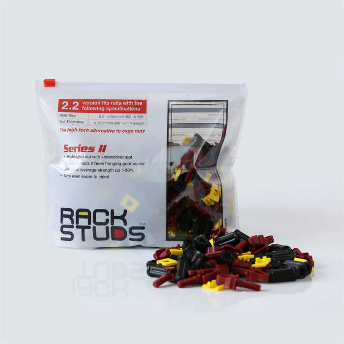 RACKSTUDS RSL2100 Series II 100-pack Maroon Smart Rack Mounting System In Ziplock Resealable Bag Universal