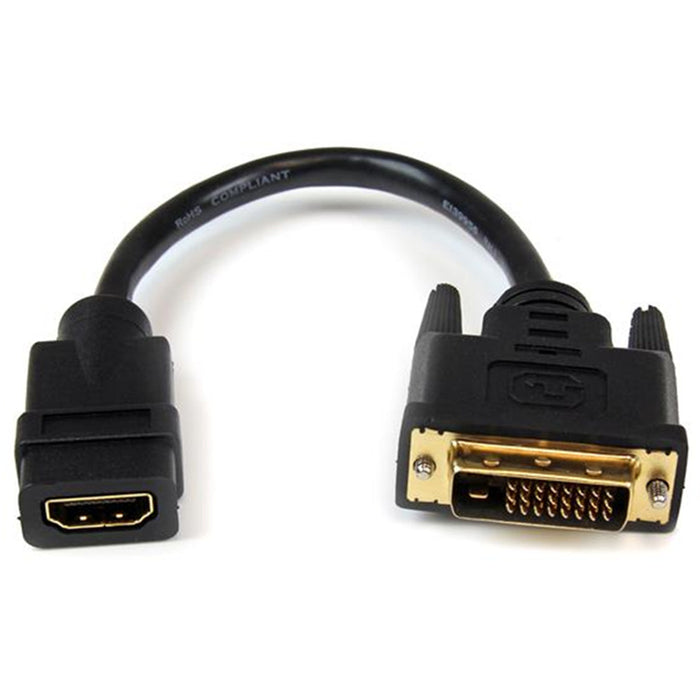 StarTech.com HDDVIFM8IN 20 cm HDMI to DVI-D Video Cable Adapter - HDMI Female to DVI Male - HDMI to DVI Dongle Adapter Cable (HDDVIFM8IN)