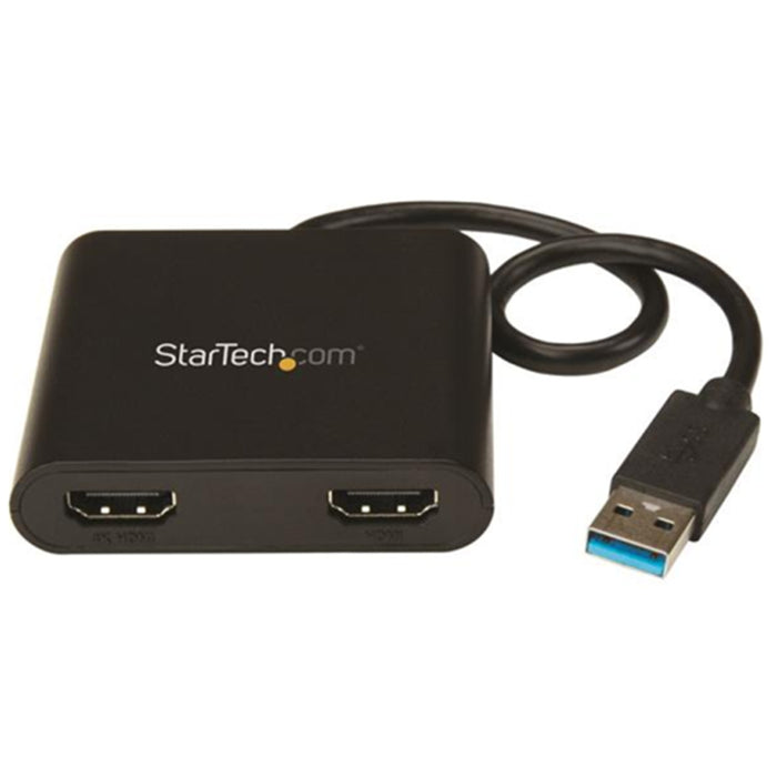 StarTech.com USB32HD2 USB to HDMI Adapter - USB to Dual HDMI Adapter - USB3.0 to HDMI - External Video Card - 4K - Use this USB adapter to connect two independent HDMI displays to a single USB port