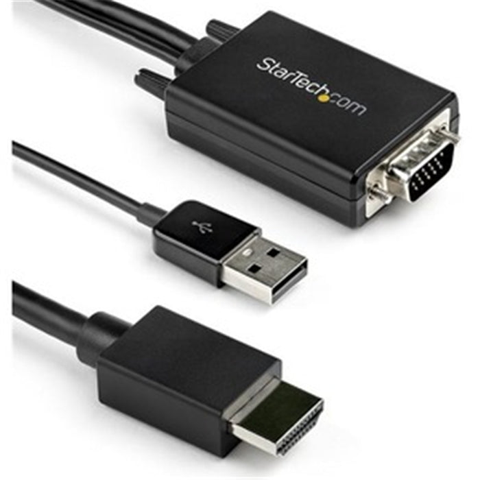 StarTech.com VGA2HDMM2M 2m VGA to HDMI Converter Cable with USB Audio Support & Power - Analog to Digital Video Adapter Cable to connect a VGA PC to HDMI Display - 1080p Male to Male Monitor Cable