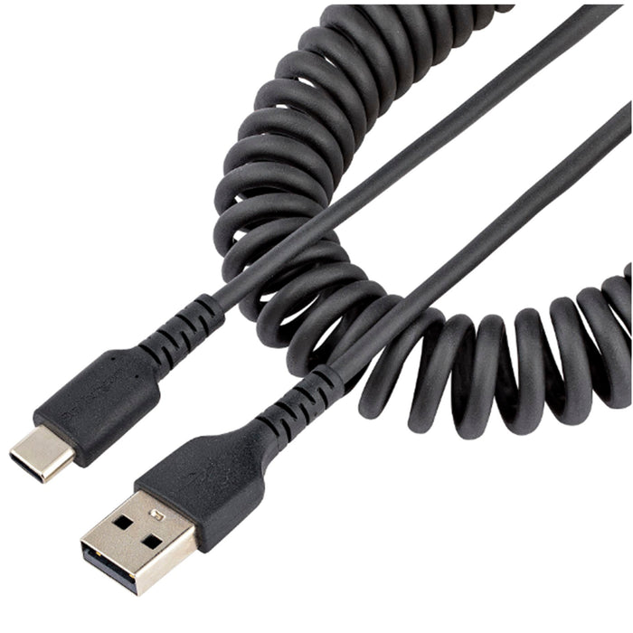 StarTech.com R2ACC-50C-USB-CABLE 50cm (20in) USB A to C Charging Cable Coiled Heavy Duty Fast Charge & Sync USB-C Cable USB 2.0 A to Type-C Cable Rugged Aramid Fiber Durable Male to Male USB