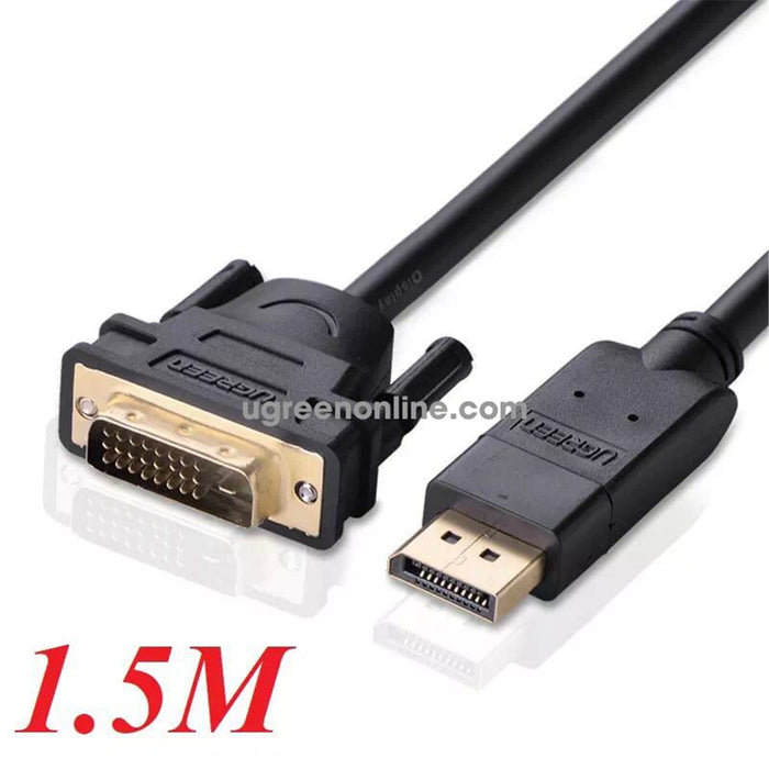 UGREEN UG-10243 60Hz DisplayPort DP Male to DVI (24+1) Male Gold-Plated Cable Connector with Button Design Multiple Internal Shielding for Laptop Graphics Card HDTV (1.5M)